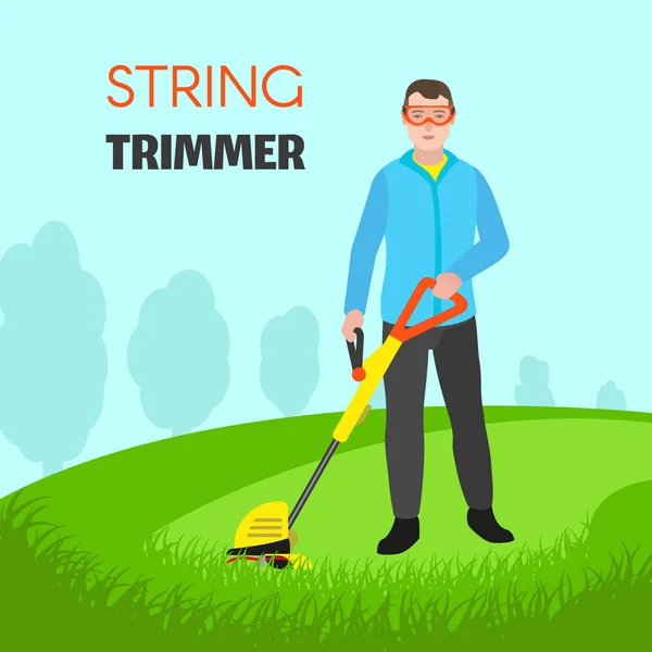 String trimmer konceptet bakgrund, platt stil — Stock vektor