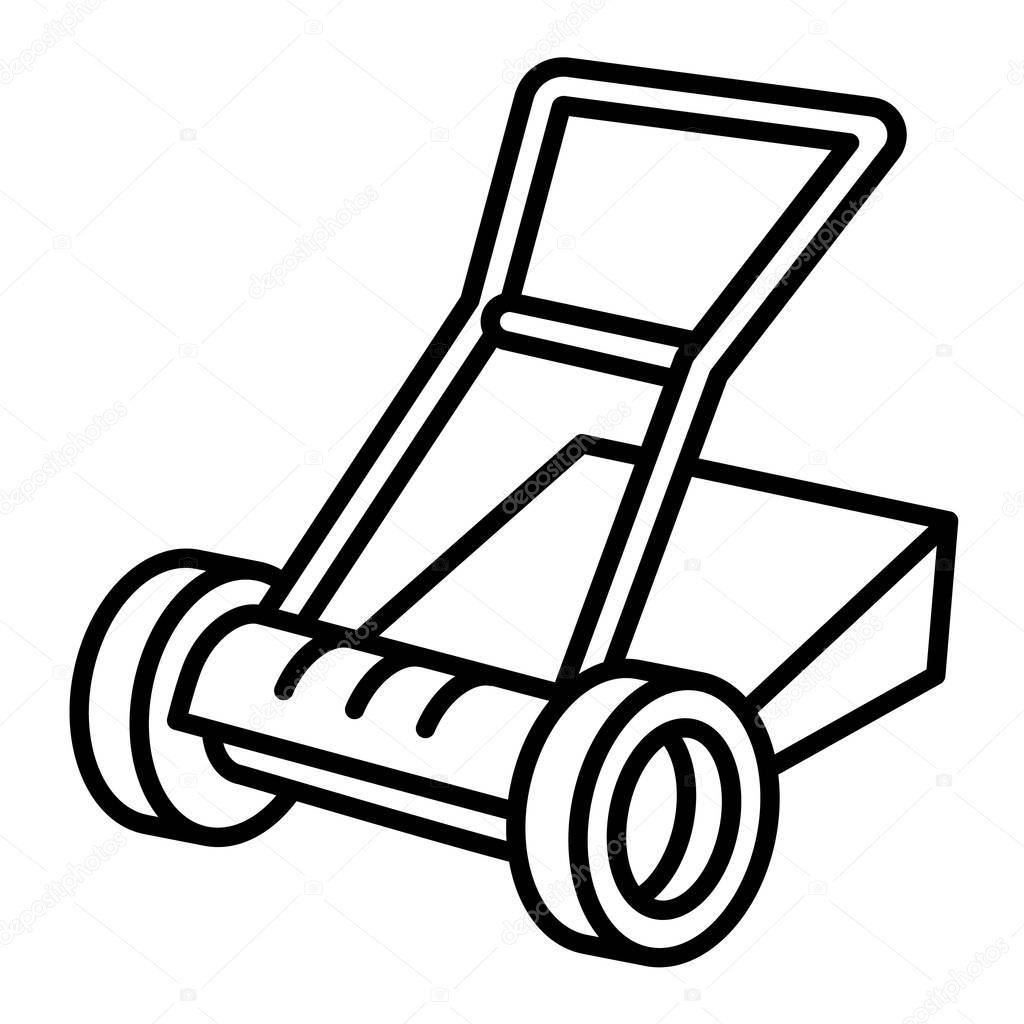 Manual lawnmower icon, outline style
