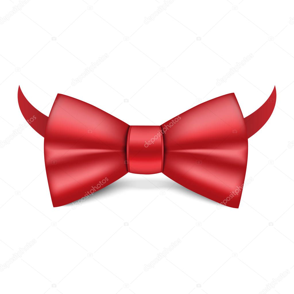 Red bowtie icon, realistic style
