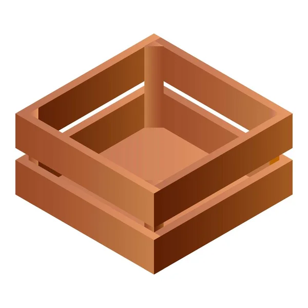 Піктограма дерев'яної коробки, ізометричний стиль — стоковий вектор
