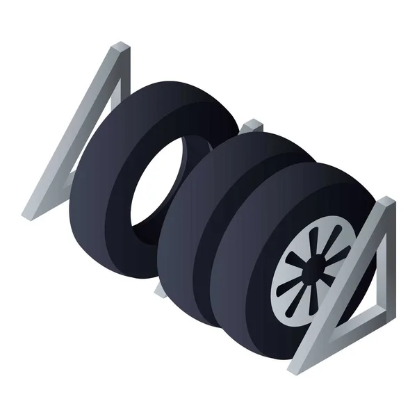 Juego de neumáticos icono de garaje, estilo isométrico — Vector de stock