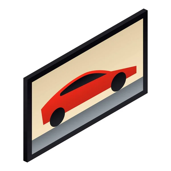 Car wall picture icon, isometric style — Stock Vector