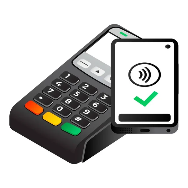 NFC terminal betalning ikon, isometrisk stil — Stock vektor