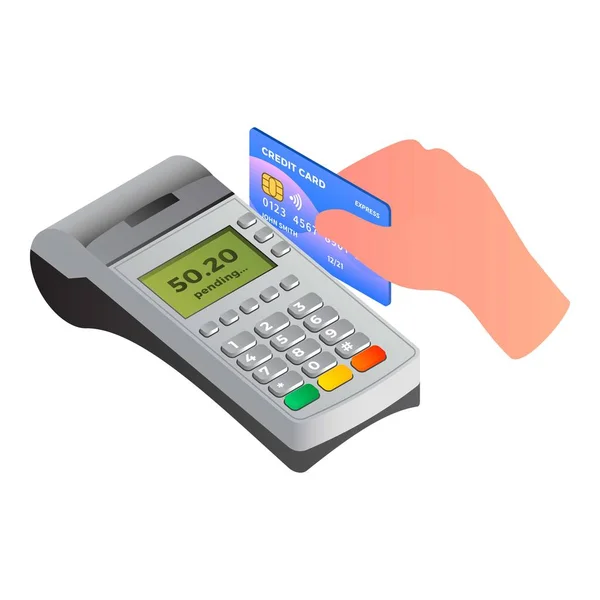 Contacter l'icône du terminal de paiement, style isométrique — Image vectorielle