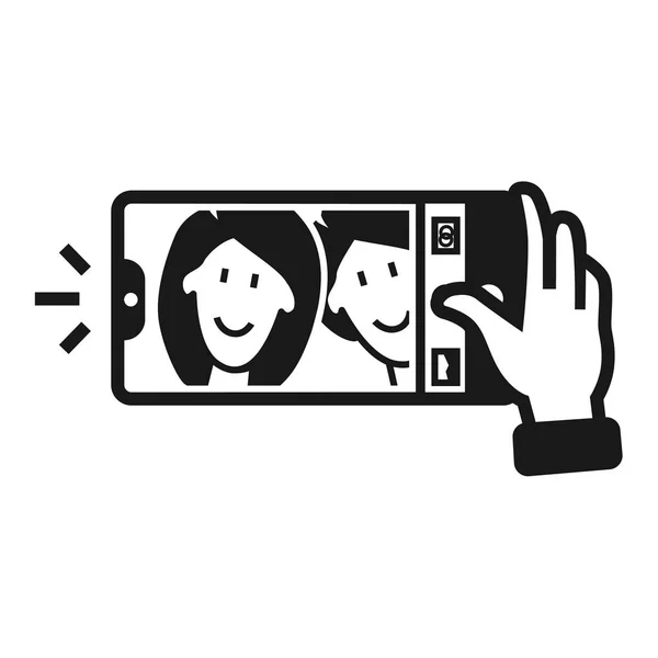 Couple prenant selfie icône, style simple — Image vectorielle