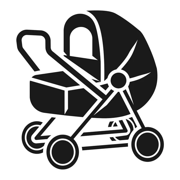 Baby wandelwagen met luifel pictogram, eenvoudige stijl — Stockvector