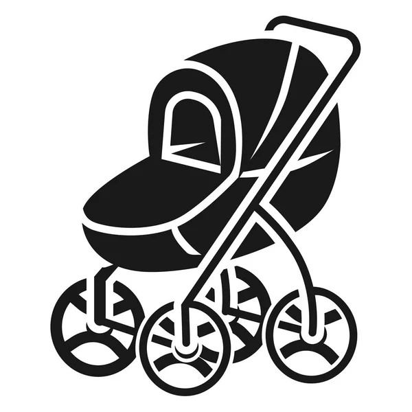Kinderwagen met grote wielen pictogram, eenvoudige stijl — Stockvector