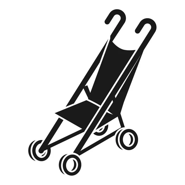 Faltbare Mini-Kinderwagen-Ikone, einfacher Stil — Stockvektor