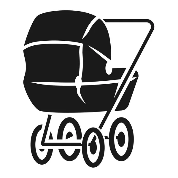 Carruagem do bebê no ícone de perspectiva, estilo simples — Vetor de Stock