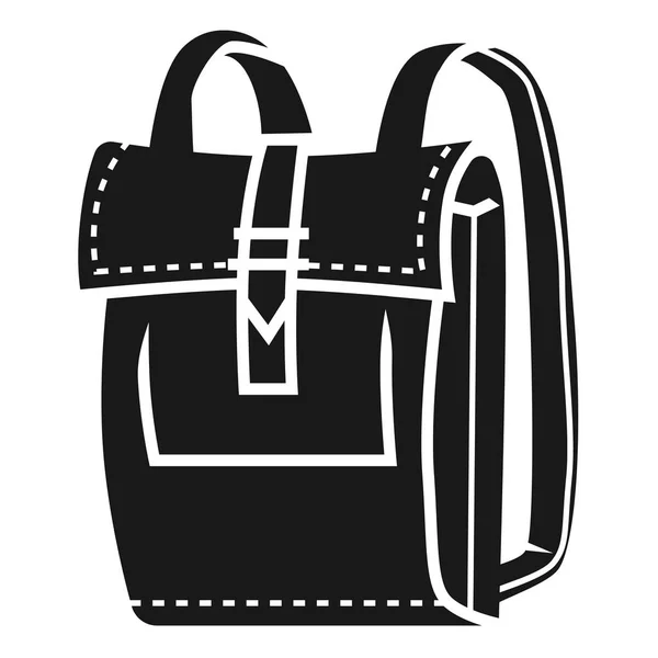 Icône sac à dos en cuir, style simple — Image vectorielle