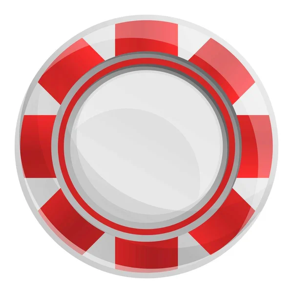 Rot gestreifte Casino Chips Symbol, Cartoon-Stil — Stockvektor