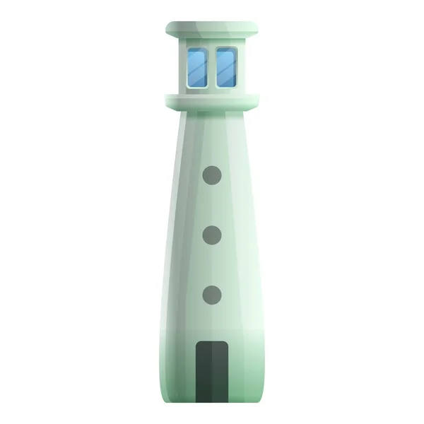 Green lighthouse icon, cartoon style — Stock Vector