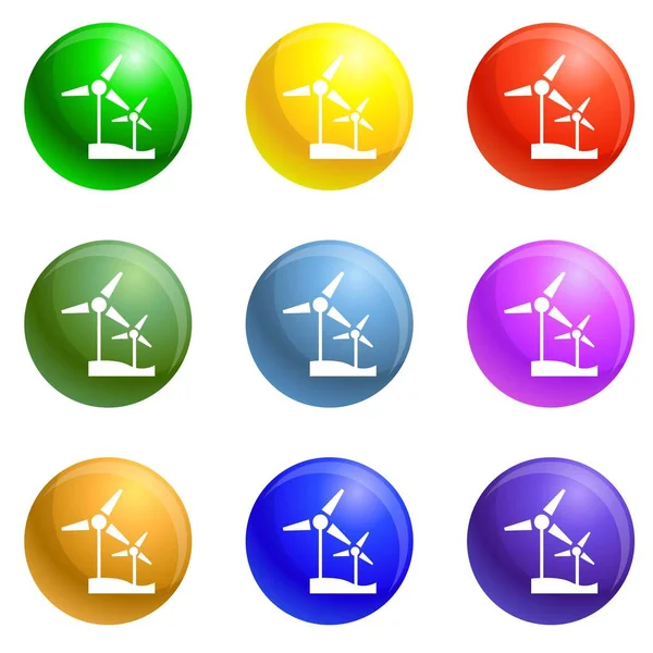 Wind turbine ikoner set vektor — Stock vektor