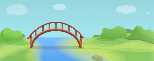 Wood river bridge concept banner, tecknad stil — Stock vektor