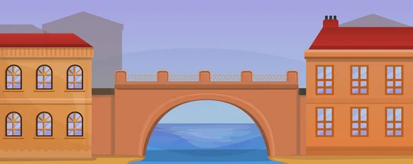 Концепт-баннер городского моста, стиль мультфильма — стоковый вектор