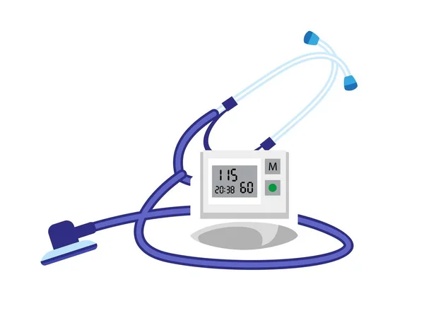 聴診器血圧デバイス アイコン、フラット スタイル — ストックベクタ