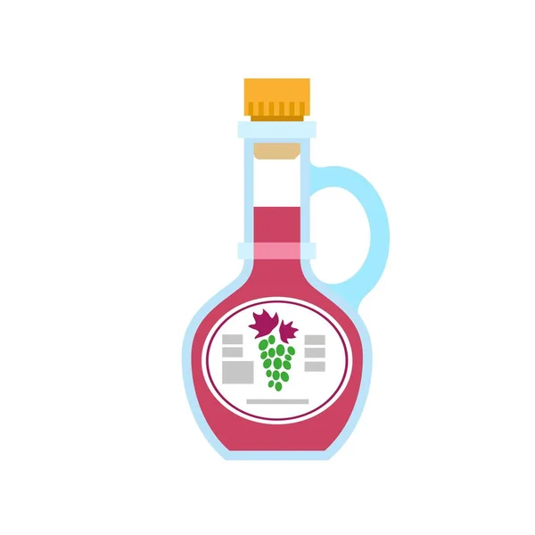 Icône bouteille de vinaigre de raisin, style plat — Image vectorielle