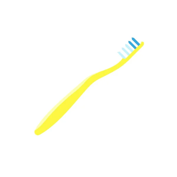 Icono de cepillo de dientes amarillo, estilo plano — Vector de stock