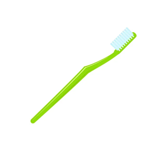 Groene tandenborstel pictogram, vlakke stijl — Stockvector