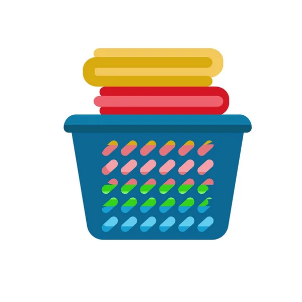 Icono de cesta de ropa limpia, estilo plano — Vector de stock