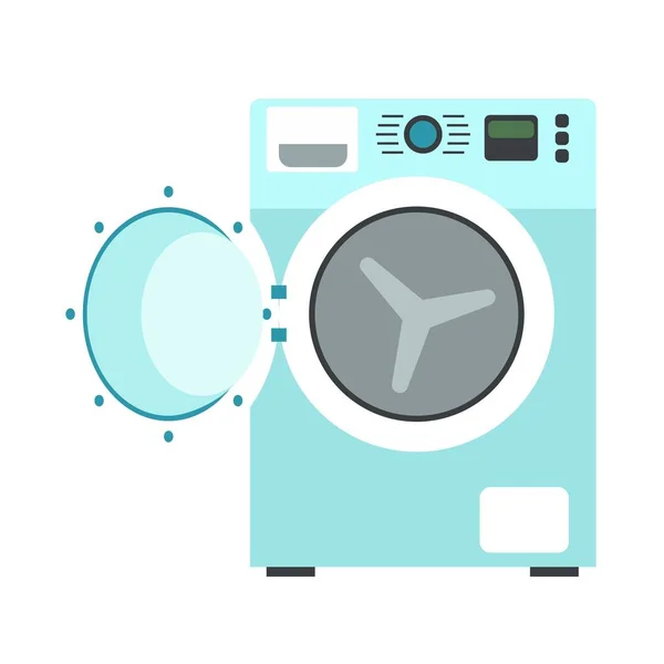 Empty wash machine icon, flat style — Stock Vector