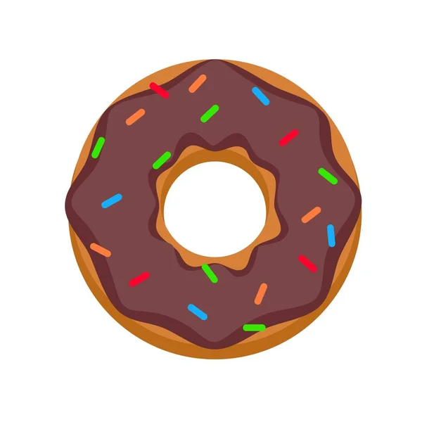 Choco donut pictogram, vlakke stijl — Stockvector
