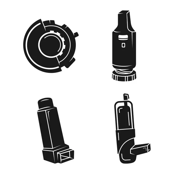 Conjunto de iconos de inhalador, estilo simple — Vector de stock