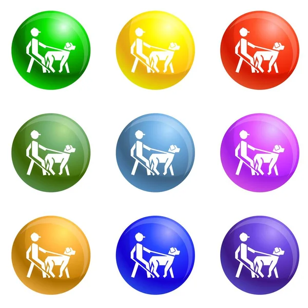 Slepec psa pet ikony nastavit vektor — Stockový vektor