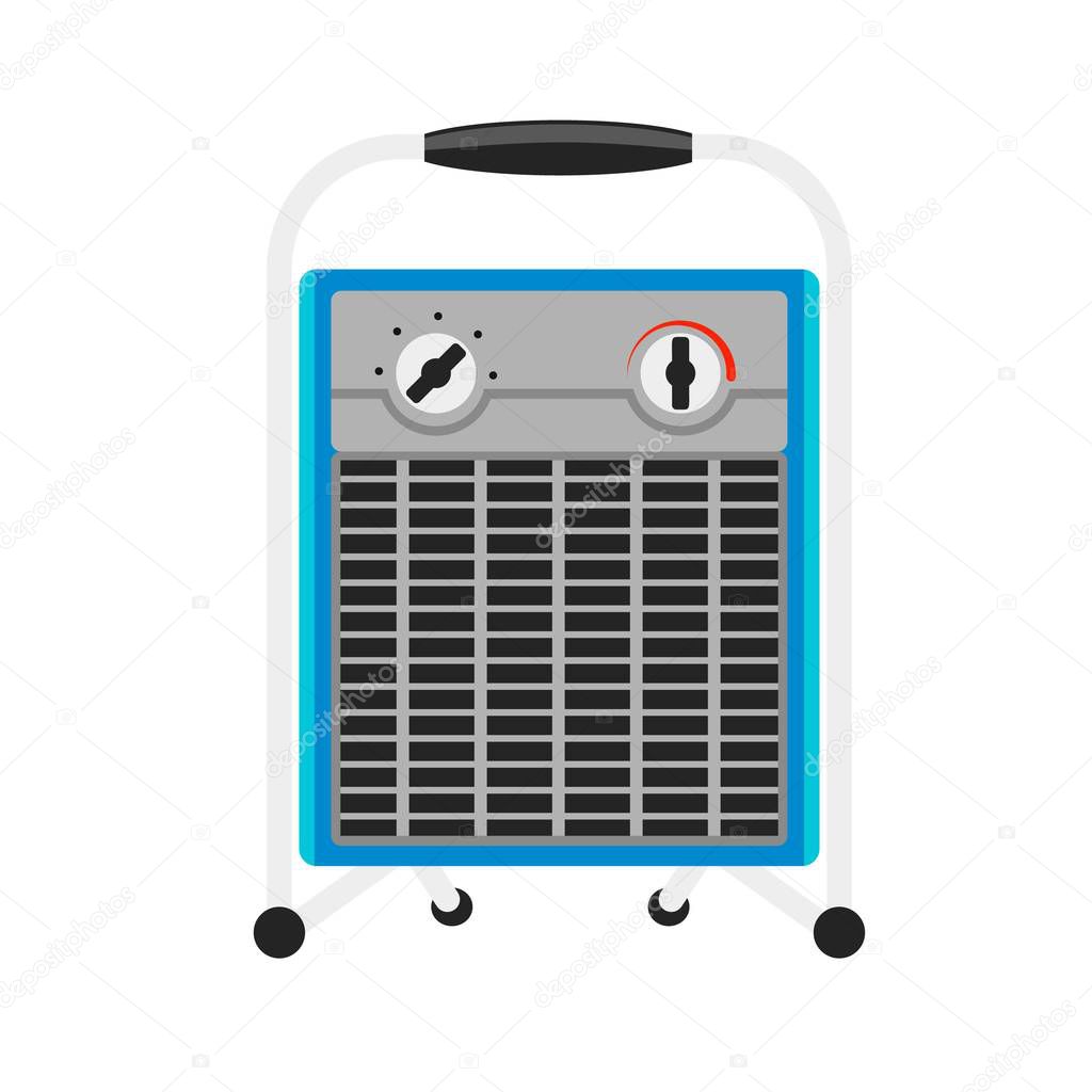 Old fan heater icon, flat style