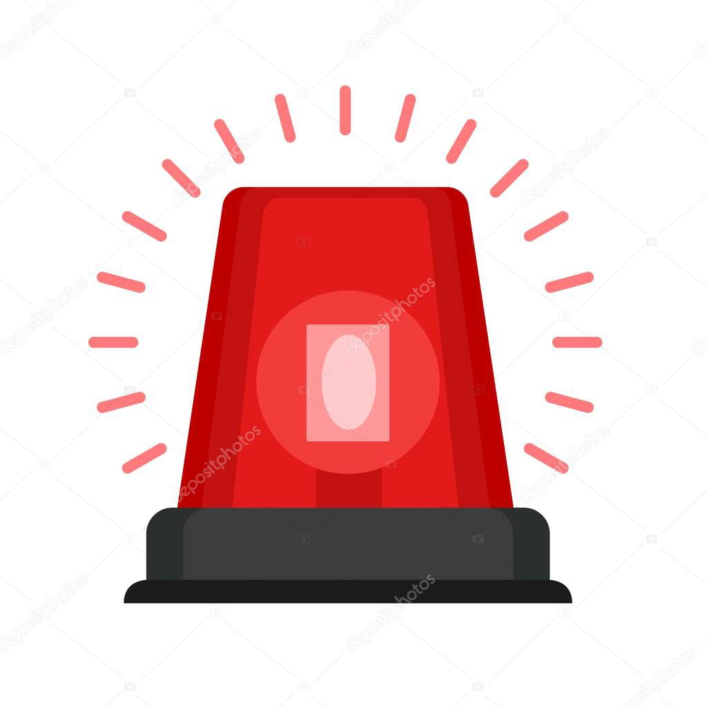 Red flasher icon, flat style