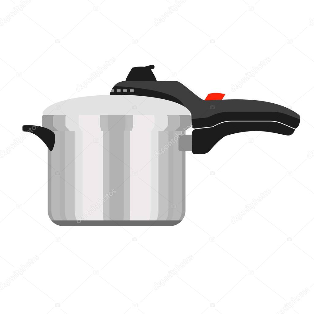 Hand pressure cooker icon, flat style
