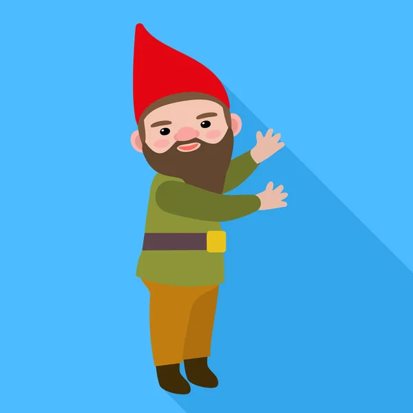 Tuin gnome pictogram, vlakke stijl — Stockvector