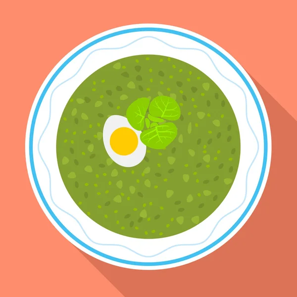 Icona zuppa di spinaci, stile piatto — Vettoriale Stock