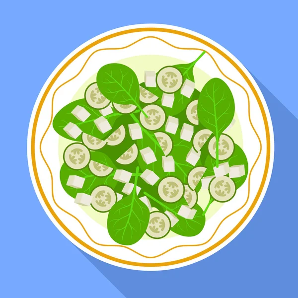 Ikon Spinach salad, gaya datar - Stok Vektor