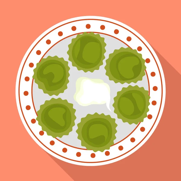 Icono de cupcake de espinacas, estilo plano — Vector de stock