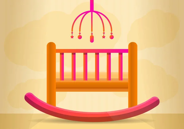 Baby crib concept banner, cartoon style