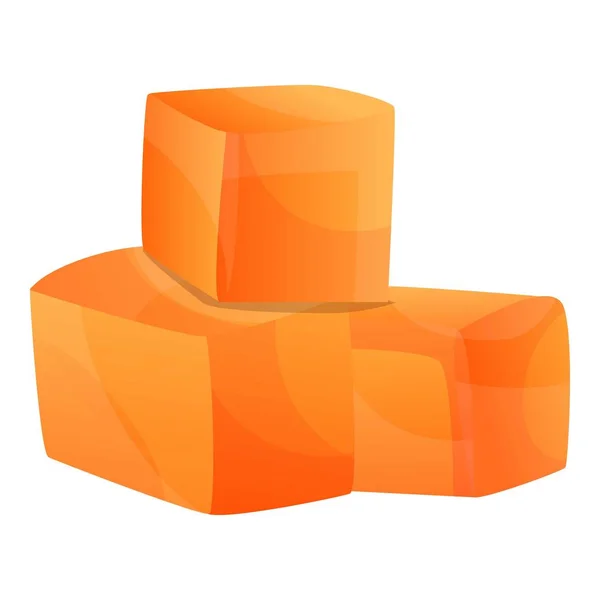 Icona cubi di papaya, stile cartone animato — Vettoriale Stock