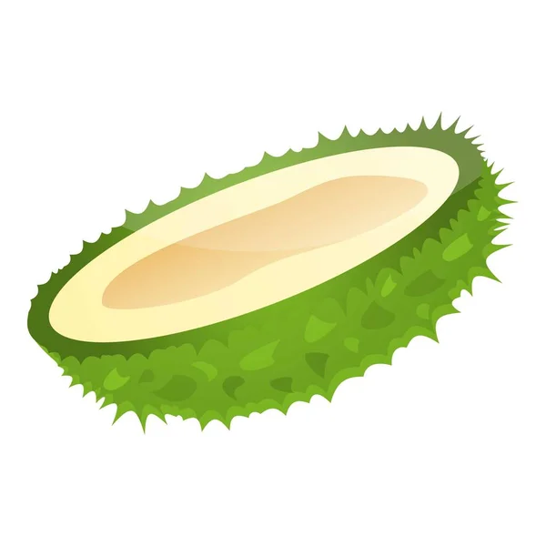 Setengah dari ikon durian, gaya kartun - Stok Vektor