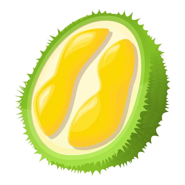 Ikon durian setengah lezat, gaya kartun - Stok Vektor