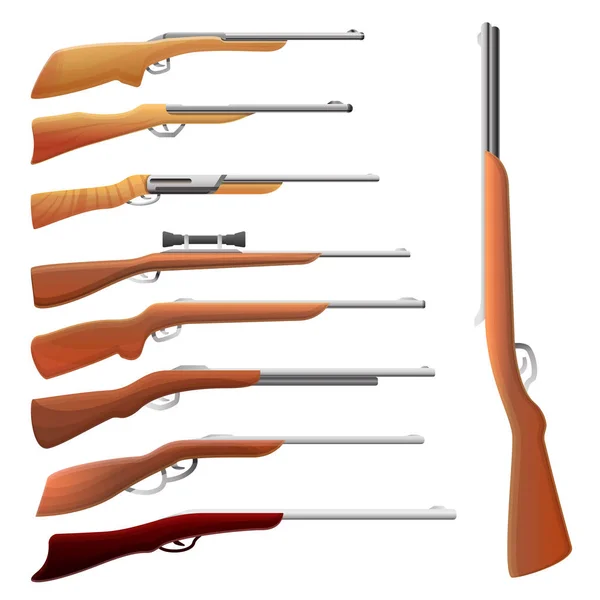 Ikonen-Set für Jagdgewehre im Cartoon-Stil — Stockvektor