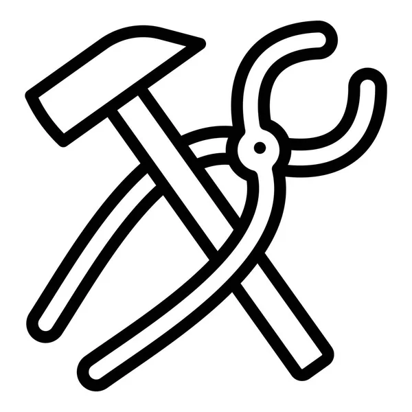 Hammer pliers blacksmith icon, outline style — Stock Vector