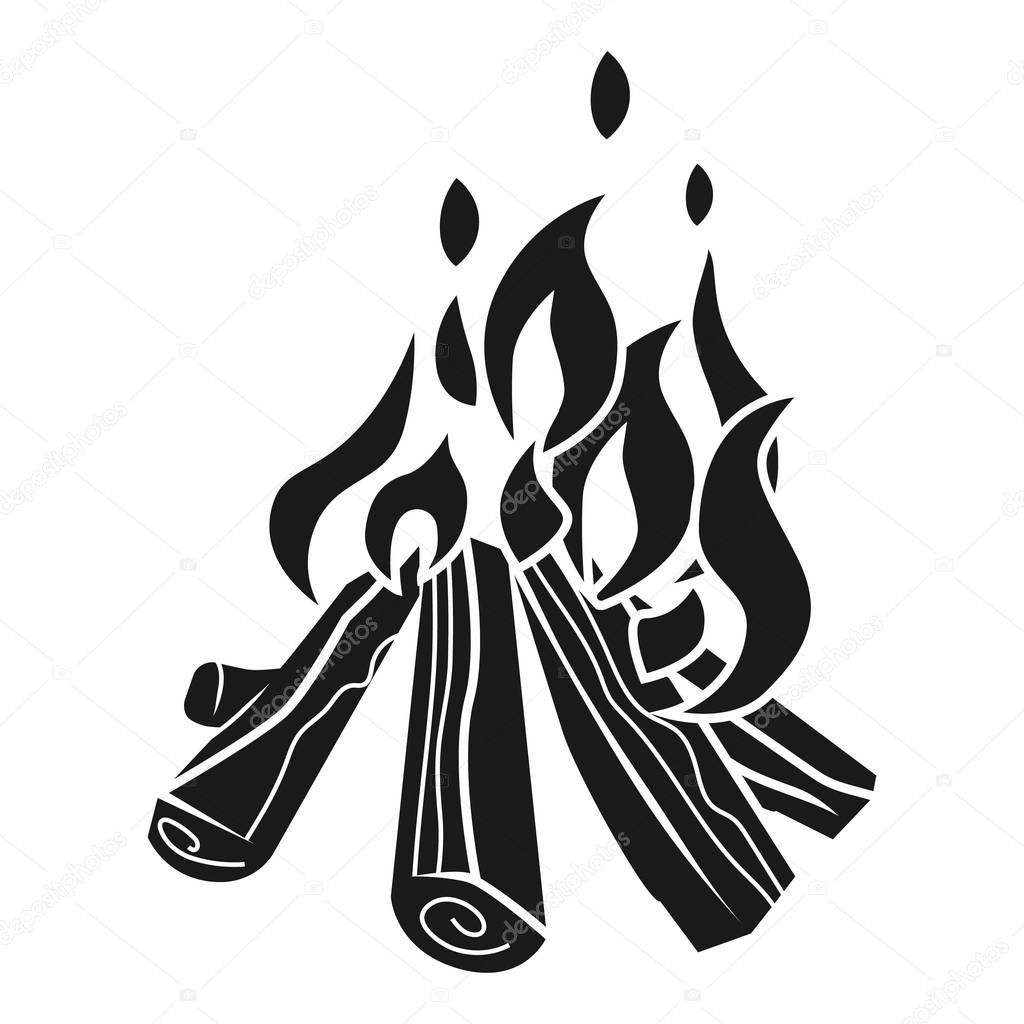 Flame campfire icon, simple style