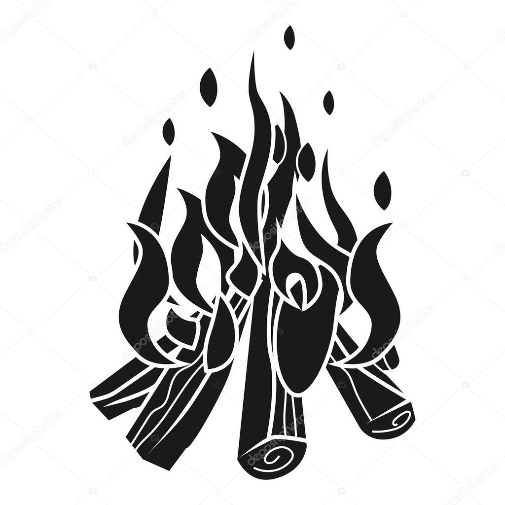 Flame bonfire icon, simple style