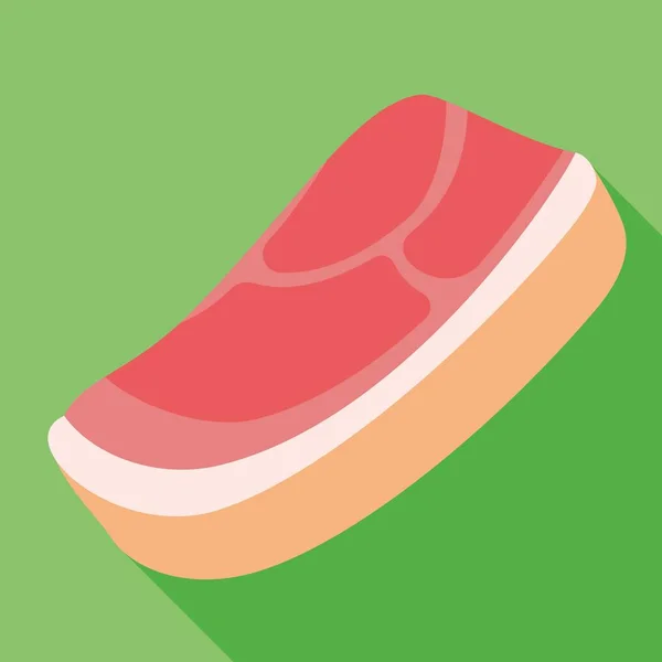 Pork steak pictogram, vlakke stijl — Stockvector