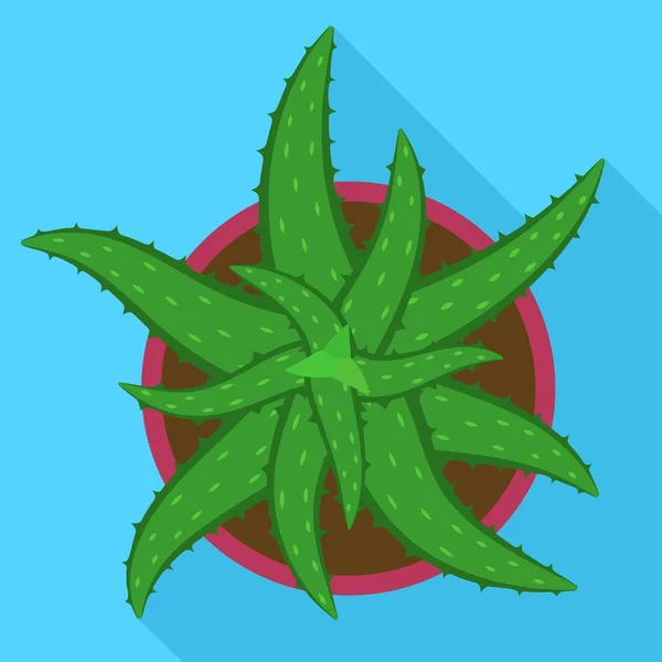 Icono de olla de aloe vera, estilo plano — Vector de stock