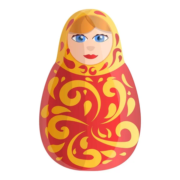 Wooden nesting doll icon, cartoon style — Stockový vektor