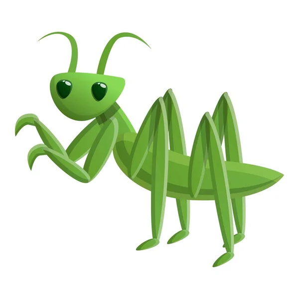 Icono de mantis verde, estilo de dibujos animados — Vector de stock