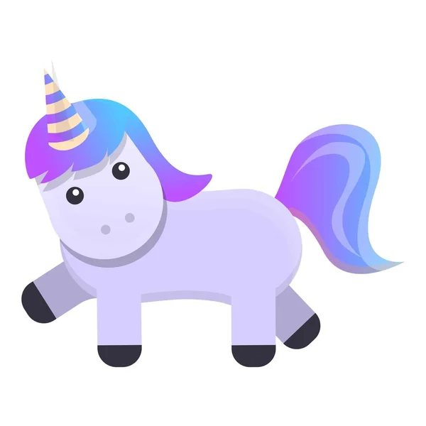 Icône licorne violette, style dessin animé — Image vectorielle