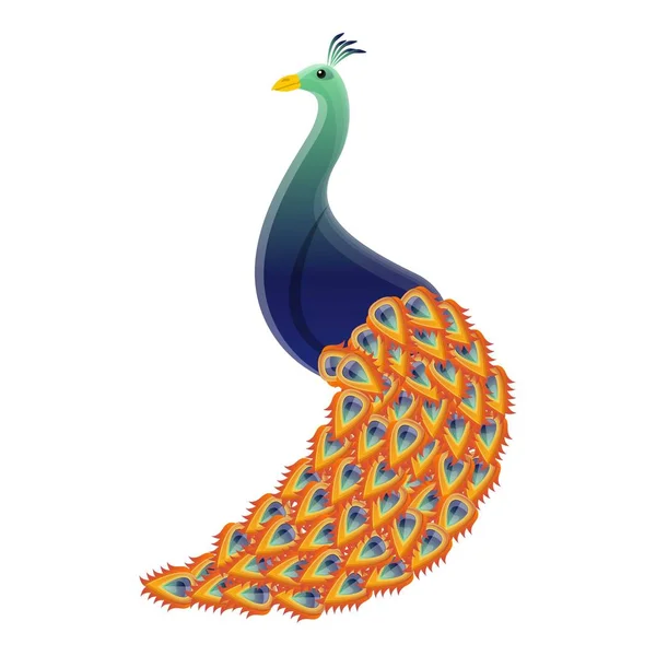 Icona di uccello pavone, stile cartone animato — Vettoriale Stock