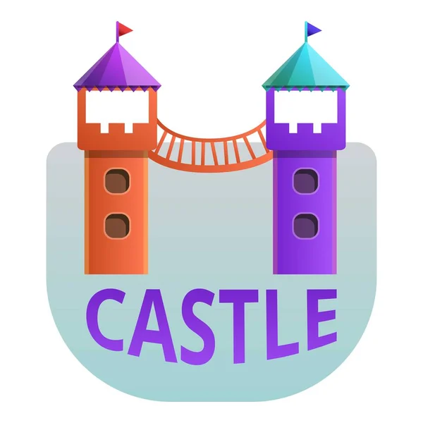 Castle playground towers logo, cartoon style — Stock Vector